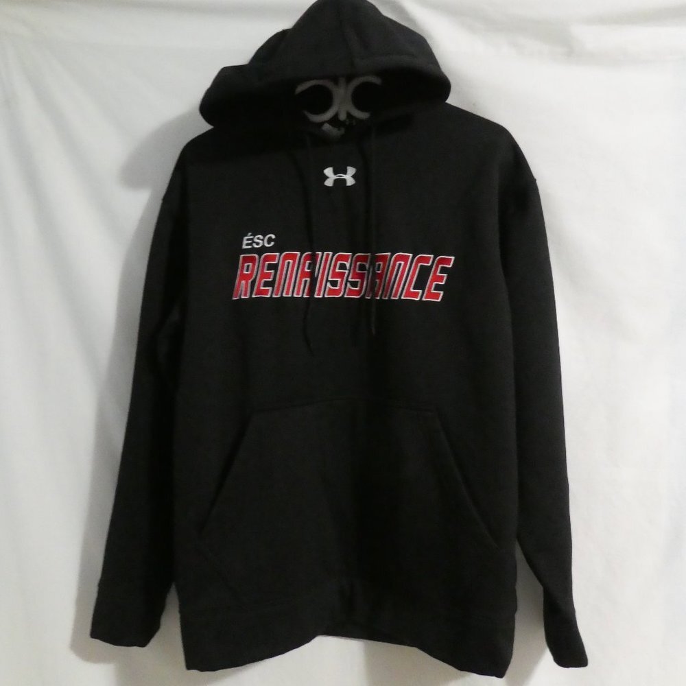 UNDER ARMOUR, ESC Renaissance embroidered print black hoodie, loose fit, GUC